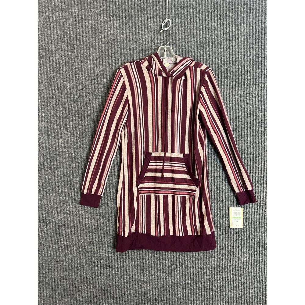 Bebop Women Sweatshirt Size Medium Striped Hooded Earthy Boho Pocket Cozy Lounge